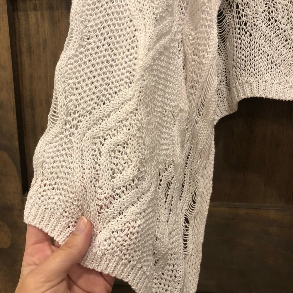 Ruby Rd. White Open Front Short Sleeve Sweater - image 3